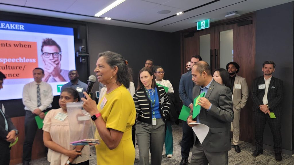 Magdalene speaks at the launch of TD-World Skills Mentorship Program in Toronto.